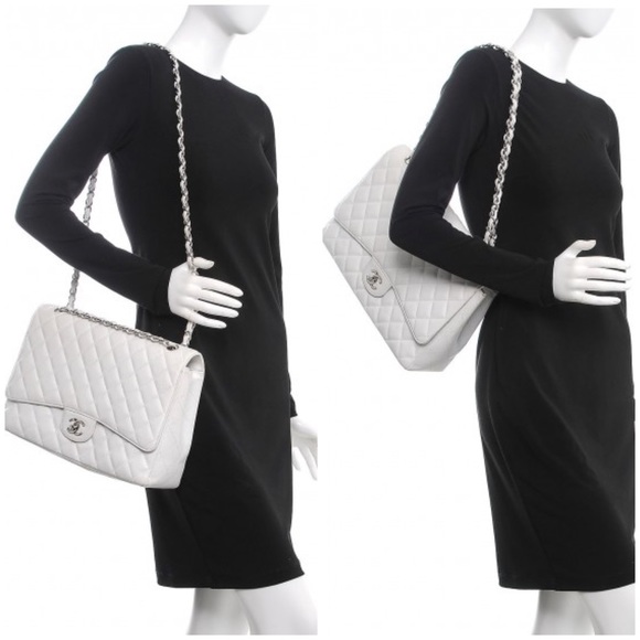 Chanel Quilted Maxi Caviar Silver Hardware Single Flap Shoulder Bag - Picture 10 of 15